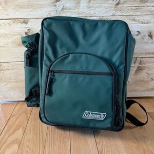 COLEMAN 4 Person Green Picnic Basket Backpack Wine Glass Plates Camping‎ NWOT